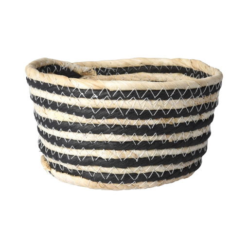 BASKET STRAW BLACK 18X18.5CM