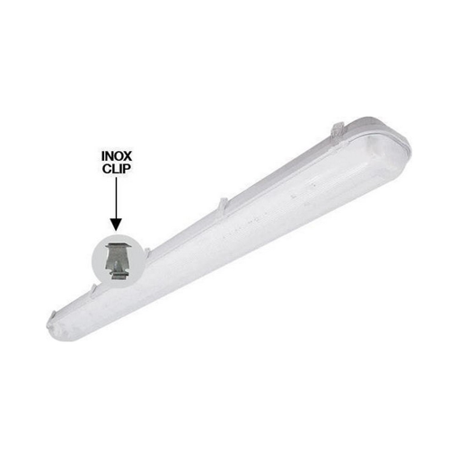 ΦΩΤΙΣΤΙΚΟ ΣΤΕΓΑΝΟ ΓΙΑ LED TUBE ME INOX CLIPS 1X1.20M