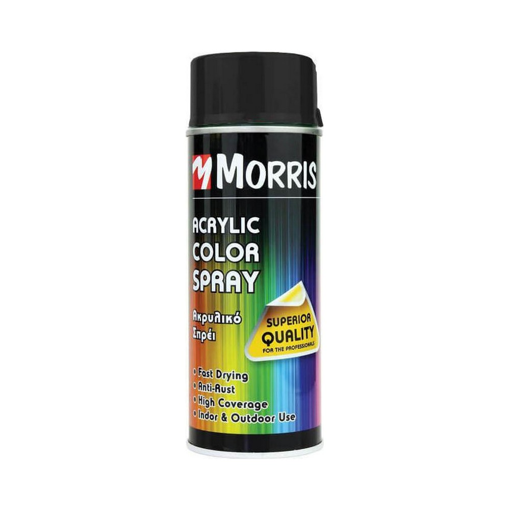 ΣΠΡΕΙ ΧΡΩΜΑΤΟΣ, ΓΥΑΛΙΣΤΕΡΟ ΣΚΟΥΡΟ ΜΑΥΡΟ, MORRIS 400ml -RAL 9005