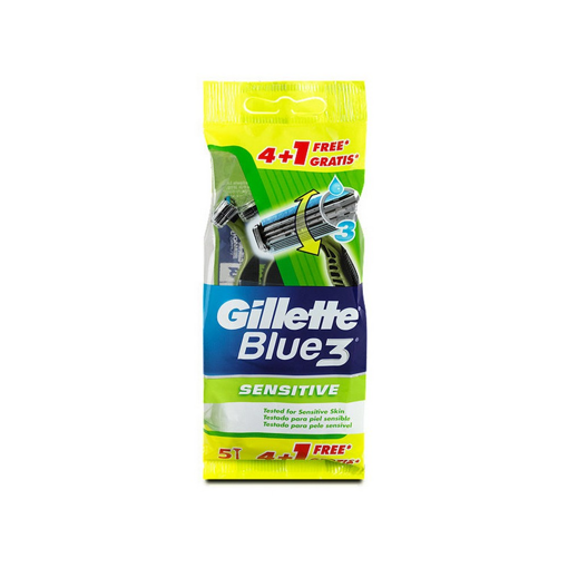 GILLETTE BLUE 3 SENSITIVE ΜΙΑΣ ΧΡΗΣΗΣ 4+1ΤΕΜ ΔΩΡΟ