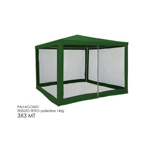 GAZEBO με Προστατευτική Σίτα Ύφασμα Πρασινο 3x3m