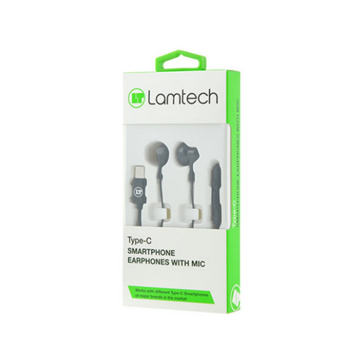 LAMTECH TYPE-C SMARTPHONE EARPHONES WITH MIC BLACK