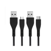 Universal φορτιστής με 2 εξόδους USB 2.4A και με 2 καλώδια USB A - Micro USB και USB-C