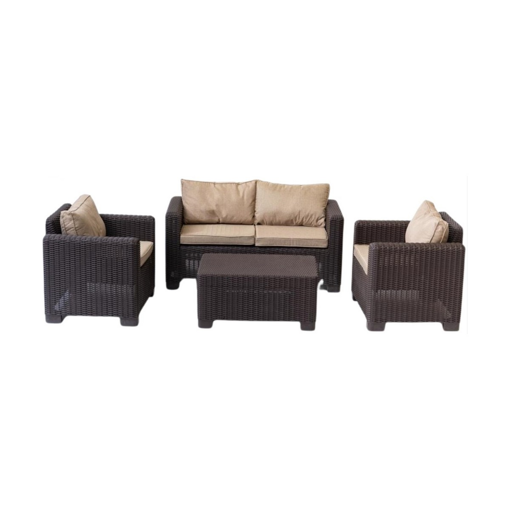 ΣΕΤ 4 GRAND RATTAN PP (2 ΠΟΛΥΘΡ 2 ΘΕΣ ΚΑΝ ΤΡΑΠΕΖΑΚΙ) ΚΑΦΕ/ΜΠΕΖ ΜΑΞΙΛ.