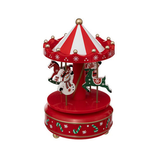 CHRISTMAS CAROUSEL RED WH GLD